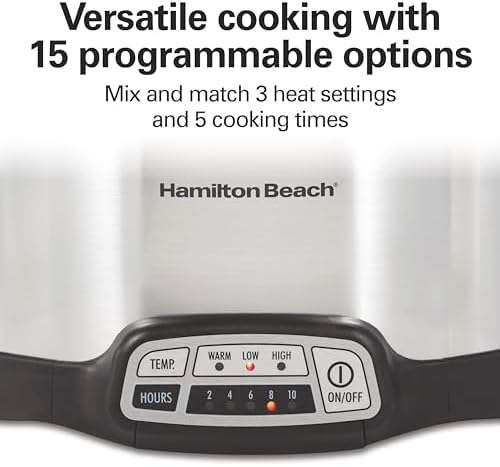 Hamilton Beach Programmable Slow Cooker with Flexible Easy Programming, 5 Cooking Times, Dishwasher-Safe Crock, Lid, 4 Quart, Silver - Picture 1