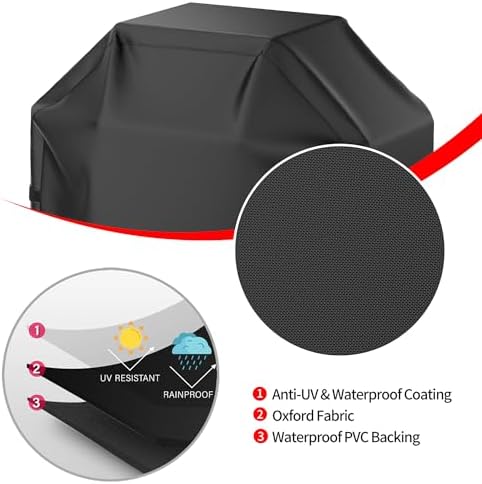 Grill Cover, 58 inch BBQ Gas Grill Cover for Outdoor Grill, Waterproof, Anti-UV, Rip-Proof, Fade Resistant Material, Barbecue Cover with Hook-and-Loop Straps & Adjustable Hem Drawstring, Black - Picture 2