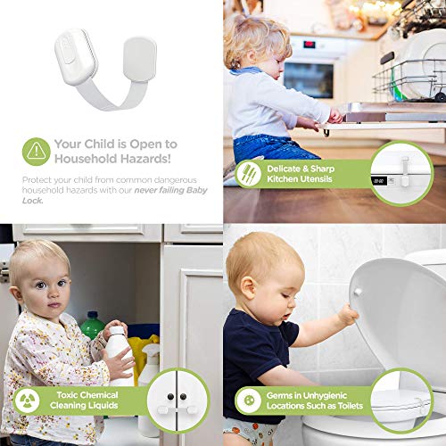 SKYLA HOMES Baby Locks (8-pack) Child Safety Cabinet Proofing - Safe Quick and Easy 3M Adhesive Cabinet Drawer Door Latches No Screws & Magnets Multi-Purpose for Furniture Kitchen Ovens Toilet Seats - Picture 1