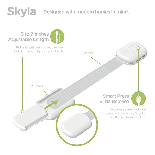 SKYLA HOMES Baby Locks (8-pack) Child Safety Cabinet Proofing - Safe Quick and Easy 3M Adhesive Cabinet Drawer Door Latches No Screws & Magnets Multi-Purpose for Furniture Kitchen Ovens Toilet Seats - Picture 3