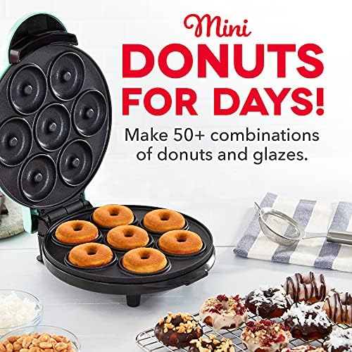 DASH Mini Donut Maker Machine for Kid-Friendly Breakfast, Snacks, Desserts & More with Non-stick Surface, Makes 7 Doughnuts - Aqua - Picture 1