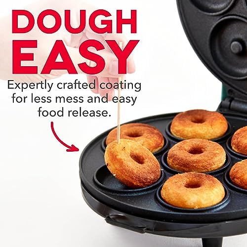 DASH Mini Donut Maker Machine for Kid-Friendly Breakfast, Snacks, Desserts & More with Non-stick Surface, Makes 7 Doughnuts - Aqua - Picture 3