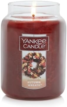 Yankee Candle Autumn Wreath Scented, Classic 22oz Large Jar Single Wick Aromatherapy Candle, Over 110 Hours of Burn Time, Fall Fragrance - Picture 1