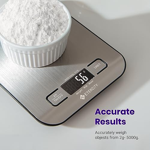 Etekcity Food Kitchen Scale, Digital Grams and Ounces for Weight Loss, Baking, Cooking, Keto and Meal Prep, LCD Display, Medium, 304 Stainless Steel - Picture 1