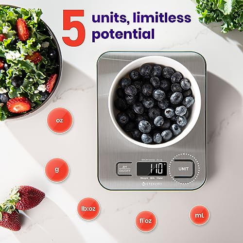 Etekcity Food Kitchen Scale, Digital Grams and Ounces for Weight Loss, Baking, Cooking, Keto and Meal Prep, LCD Display, Medium, 304 Stainless Steel - Picture 2