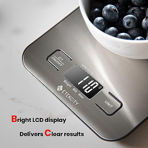 Etekcity Food Kitchen Scale, Digital Grams and Ounces for Weight Loss, Baking, Cooking, Keto and Meal Prep, LCD Display, Medium, 304 Stainless Steel - Picture 3