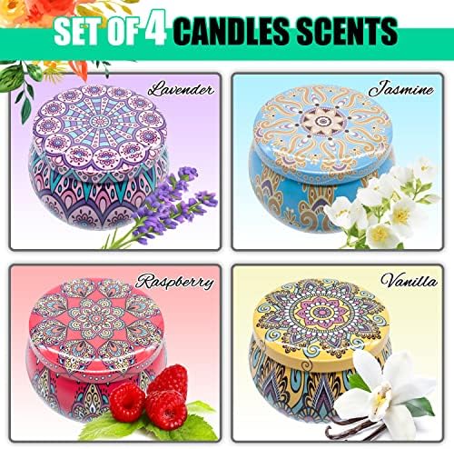 Scented Candles Gift Set - Made of Natural Soy - Luxuriously Designed Tin - Eco-Friendly Materials - Stress Relief Candles - Gift Idea for Women, Weddings, Party, Birthdays, Anniversary- Set of Four - Picture 2