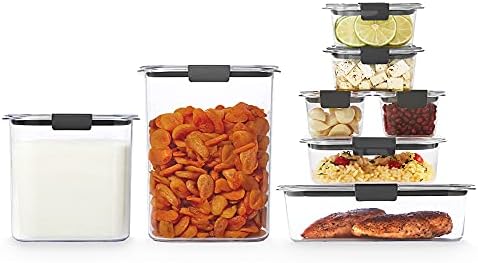 Rubbermaid Brilliance BPA Free Food Storage Containers with Lids, Airtight, for Lunch, Meal Prep, and Leftovers, Set of 8