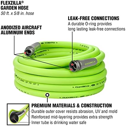 Flexzilla Garden Hose 5/8 in. x 50 ft, Heavy Duty, Lightweight, Drinking Water Safe, ZillaGreen - HFZG550YW-E - Picture 3