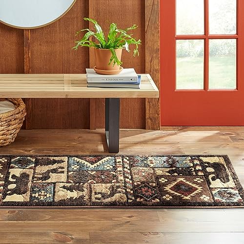 Home Dynamix Buffalo Bear Area Rug, 1'10"x6'10", Brown/ Red, Rectangular - Picture 0