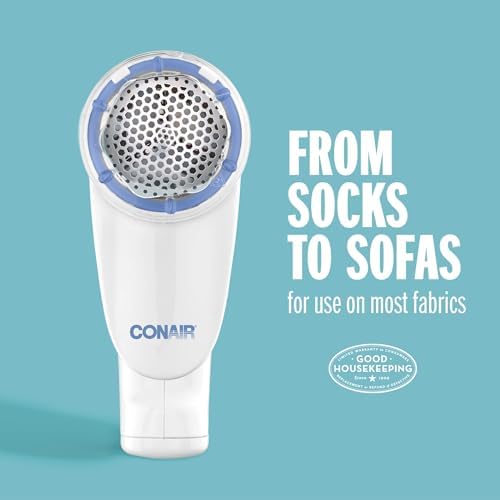 Conair Fabric Shaver and Lint Remover, Battery Operated Portable Fabric Shaver, White - Picture 1