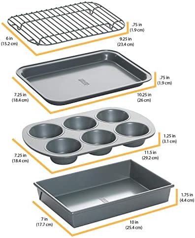 Chicago Metallic Non-Stick Toaster Oven Bakeware Set, 4-Piece, Carbon Steel - Picture 1