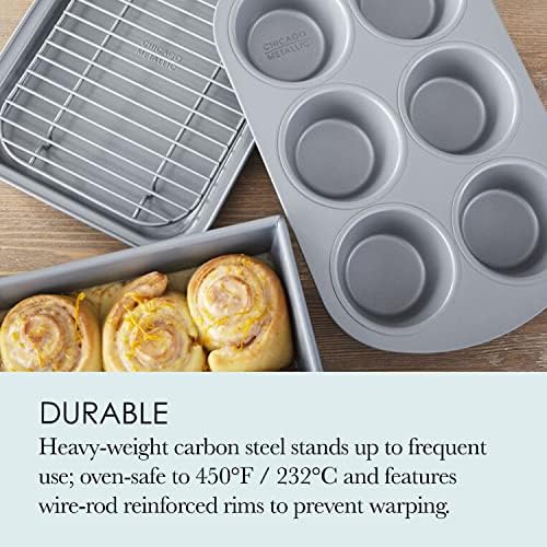 Chicago Metallic Non-Stick Toaster Oven Bakeware Set, 4-Piece, Carbon Steel - Picture 2