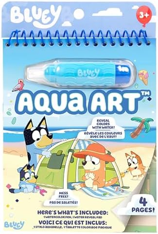 Horizon Group USA Bluey Aqua Art - Reusable Water Reveal Activity Pages With Water Pen for No-Mess Drawing and Coloring - Picture 0