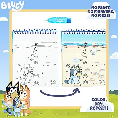 Horizon Group USA Bluey Aqua Art - Reusable Water Reveal Activity Pages With Water Pen for No-Mess Drawing and Coloring - Picture 1