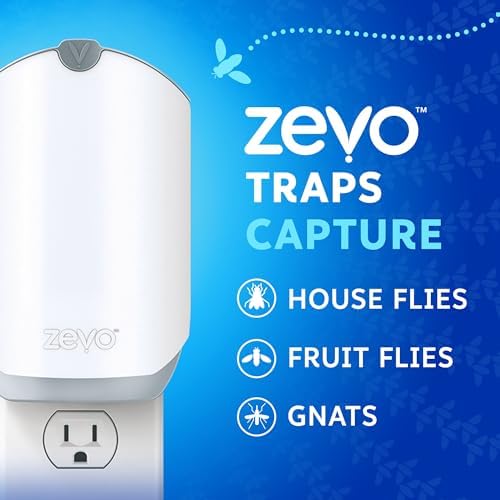 Zevo Flying Insect Trap, Fly Trap Captures Houseflies, Fruit Flies, and Gnats (1 Plug-in Base + 1 Cartridge) - Picture 1