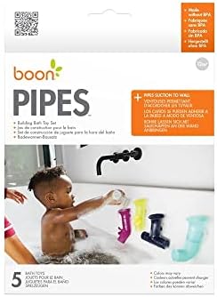 Boon Pipes Toddler Bath Toys - Bathtub Building Toys with Suction Cups - Toddler Sensory Toys and Bathtub Essentials - Multicolored - 5 Count - Kids Ages 12 Months and Up - Picture 1