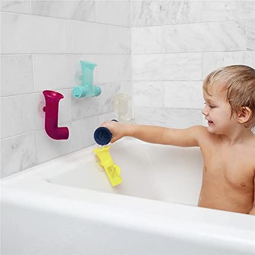 Boon Pipes Toddler Bath Toys - Bathtub Building Toys with Suction Cups - Toddler Sensory Toys and Bathtub Essentials - Multicolored - 5 Count - Kids Ages 12 Months and Up - Picture 3