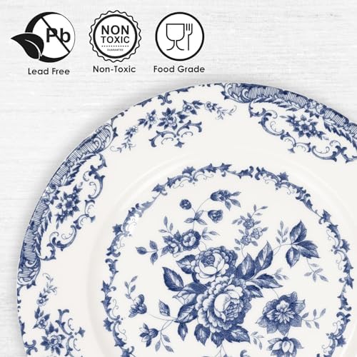 Salad Plates, 8.5 Inch Ceramic Plates Set of 6, Kitchen Plates Microwave Safe Plates, White Porcelain Plates Dessert Plates Porcelain Serving Dishes, Blue+Black+Brown - Picture 3