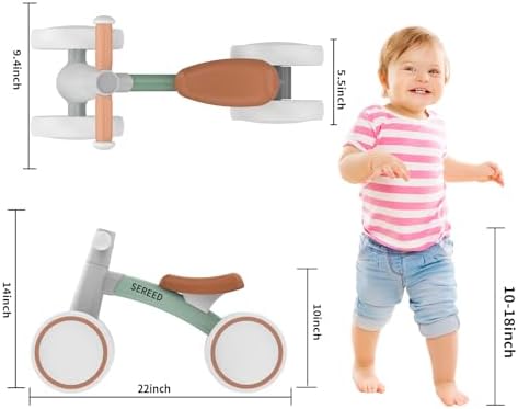 SEREED Baby Balance Bike for 1 Year Old Boys Girls 12-24 Month Toddler Balance Bike, 4 Wheels Toddler First Bike, First Birthday Gifts - Picture 1