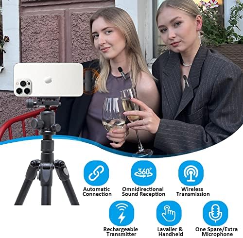 MAYBESTA Professional Wireless Lavalier Lapel Microphone for iPhone, iPad - Cordless Omnidirectional Condenser Recording Mic for Interview Video Podcast Vlog YouTube - Picture 1