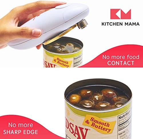 Kitchen Mama Auto Electric Can Opener Open Your Cans with A Simple Press of Button - Automatic, Hands Free, Smooth Edge, Food-Safe, Battery Operated, YES YOU CAN (White) - Picture 2