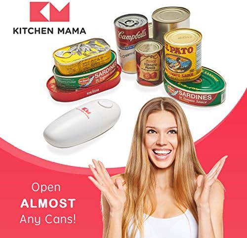 Kitchen Mama Auto Electric Can Opener Open Your Cans with A Simple Press of Button - Automatic, Hands Free, Smooth Edge, Food-Safe, Battery Operated, YES YOU CAN (White) - Picture 3