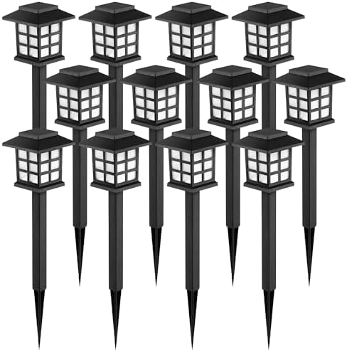 GIGALUMI Solar Outdoor Lights,12 Pack LED Solar Lights Outdoor Waterproof, Solar Walkway Lights Maintain 10 Hours of Lighting for Your Garden, Landscape, Path, Yard, Patio, Driveway - Picture 0