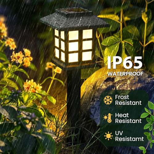 GIGALUMI Solar Outdoor Lights,12 Pack LED Solar Lights Outdoor Waterproof, Solar Walkway Lights Maintain 10 Hours of Lighting for Your Garden, Landscape, Path, Yard, Patio, Driveway - Picture 1