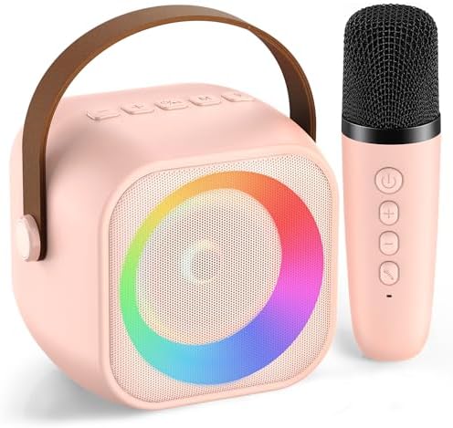 Mini Karaoke Machine for Kids Adults, Portable Bluetooth Speaker with Wireless Karaoke Microphone, Karaoke Toys Gifts for 4, 5, 6, 7, 8, 9, 10, 12 Year Old Girls Birthday Gifts Home Christmas Party