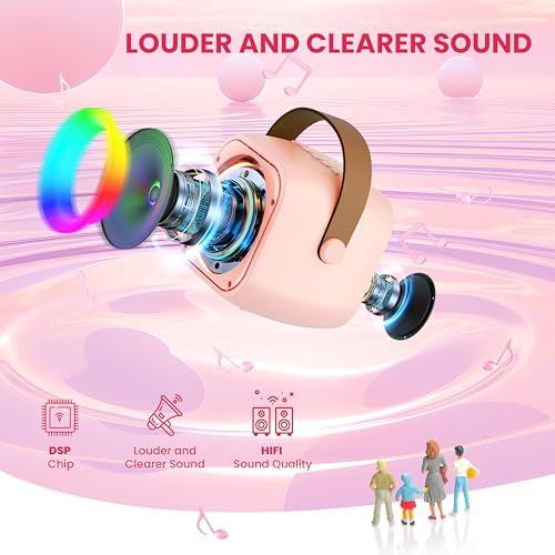 Mini Karaoke Machine for Kids Adults, Portable Bluetooth Speaker with Wireless Karaoke Microphone, Karaoke Toys Gifts for 4, 5, 6, 7, 8, 9, 10, 12 Year Old Girls Birthday Gifts Home Christmas Party - Picture 1